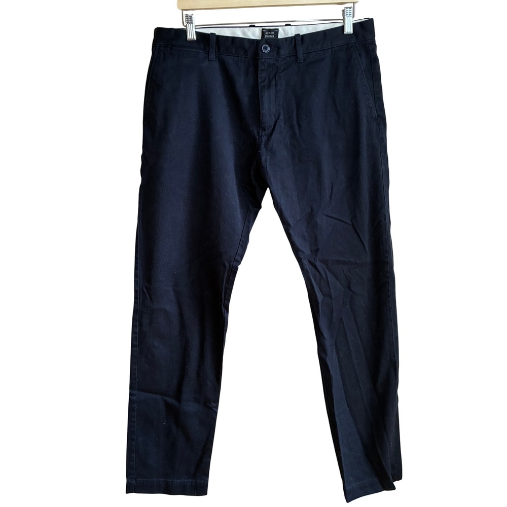 J.Crew Stretch Chino Pants 34x32 Navy Blue Mens Cotton Blend Trousers